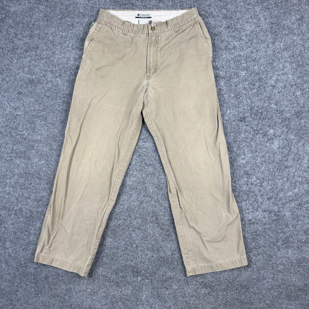 Columbia Pants Mens Size 30 Tan Canvas Utility Workwear Straight Leg Cotton